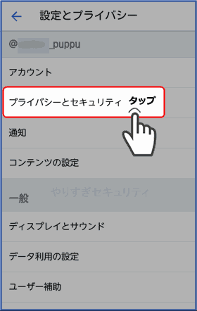 プライバシーとセキュリティをタップ