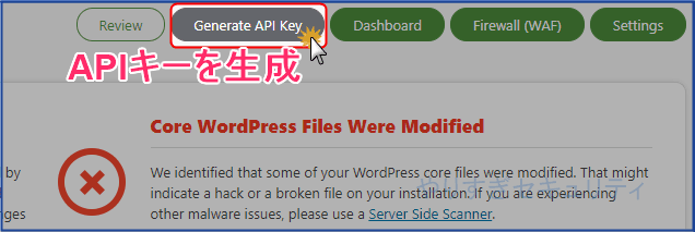 Generate API Keyをクリック