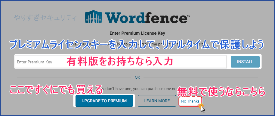 No Thanksかライセンスキーがあるなら入力