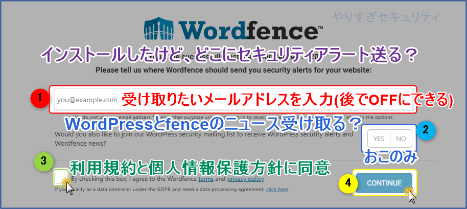 メアド入力、規約も同意