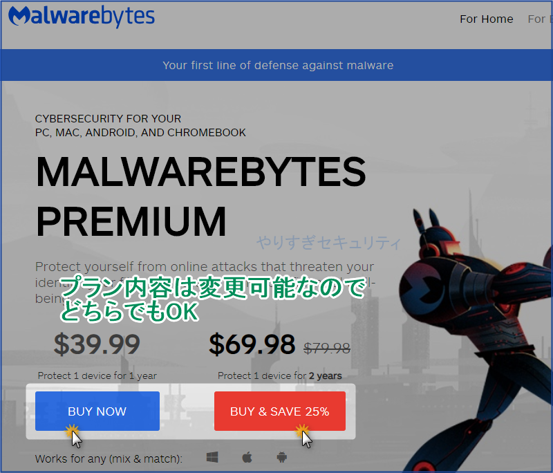 どちらでもいいのでBUYボタンへ進む