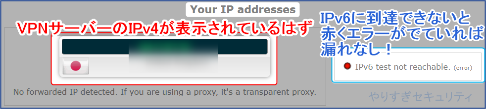 IPv6 test not reachableならOK